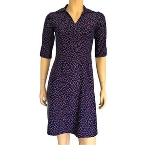 Jude Connally XS collared Vneck geometricโ abstract animal print navy red dress
